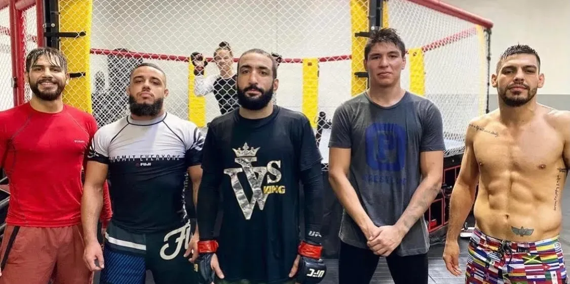 Coach Nick Spacek at Valle Flow Striking with UFC fighters including Belal Muhammad and Yair Rodríguez